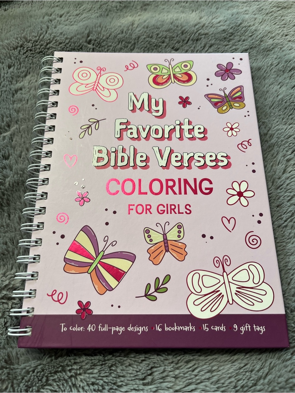 My Favorite Bible Verses Coloring For Girls - Pink Butterfly Cover